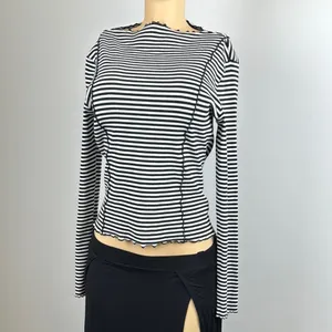 Stockholm atelier Striped Exposed Seam Boat Neck Top Sz thumbnail 2