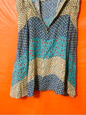 Free People Sleeveless Patchwork Floral Sundress in Navy, Teal & Tan thumbnail 8