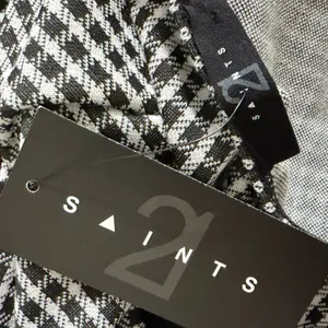 21 Saints Halter Crop Top L Black White Houndstooth Backless V-Neck Mod Summer thumbnail 6