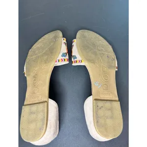 Nicole Beige Slide Sandals with Multicolor Floral Embroidery Size 7 thumbnail 8