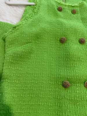 Women’s Lime Green Tweed Mini Dress – Size Medium thumbnail 3