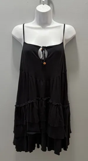 Free People Beach Noelle Mini Dress Size Small Black Tiered Whimsigoth Witchy thumbnail 1