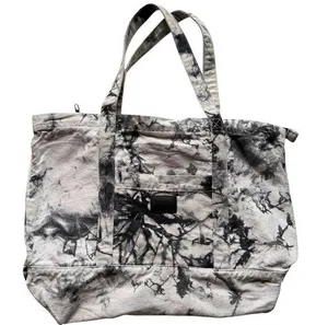 PINK Victoria’s Secret Black and Gray Acid Tie Dye Zip Top Canvas Tote thumbnail 1