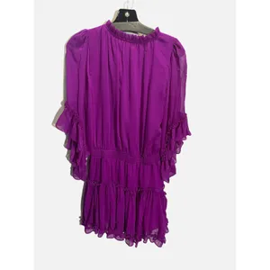 Gianni Bini Mini Dress Womens S‎ Purple Ruffle Tiered Smocked Waist Party Boho thumbnail 4