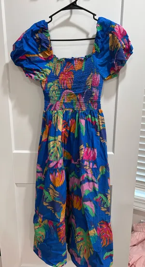 Blue Floral Tropical Dress thumbnail 1