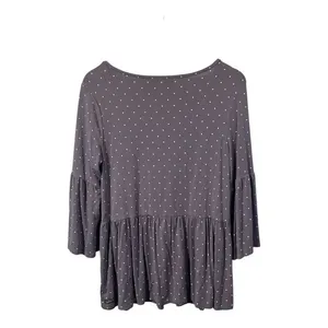 Matilda Jane Perfect in Purple Polka‎ Dot Peplum Bell Sleeve Top Size Medium thumbnail 6