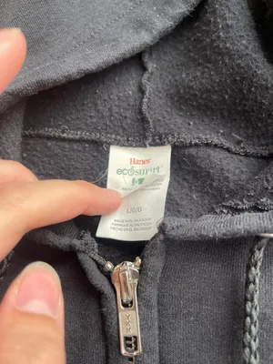 Hanes Black Zip Up Hoodie thumbnail 2