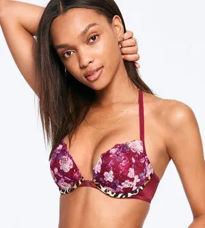 Victoria’s Secret Pink Floral Front Close Lace Push Up Bra Size 32 C thumbnail 1