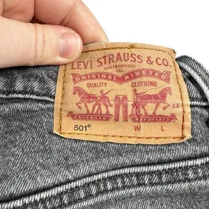 Levis 501 Size 27 Shorts High Rise Button Fly Denim Shorts‎ Washed Black Gray thumbnail 12