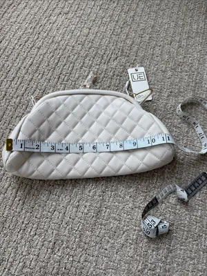 Urban Expressions Cream Quilted Frame Clutch with Gold Chain thumbnail 4