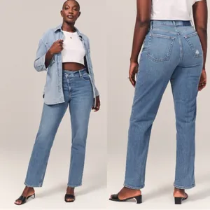Abercrombie & Fitch The 90s Straight Ultra High Rise Criss Cross Jean Size 33/16 thumbnail 2