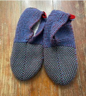 Bombas Knit Gripper Slipper Socks Blue Red Medium M thumbnail 1