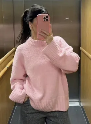 SheIn Pink Oversized Sweater thumbnail 1