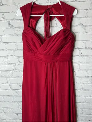 Amsale Elegant Red Halter Maxi Dress - Classic Evening Style size 10 thumbnail 5