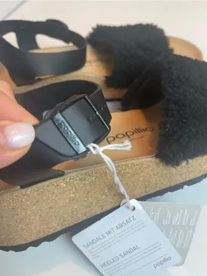 NWT Papillio by Birkenstock Black Shearling Platform Wedge Sandals Size 39 / 8 thumbnail 13