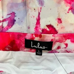 Lulus Satin Pink/Purple Splatter Skirt Size Large NWT thumbnail 3