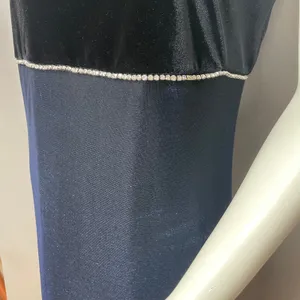 Vintage 90s Prom Dress Velvet FLAWS Empire Waist Sparkly Mesh Evening Blue Black thumbnail 10