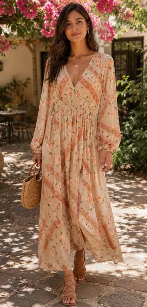 ASTR The Label Sand V Neck Chiffon Floral Maxi Dress NWT thumbnail 1