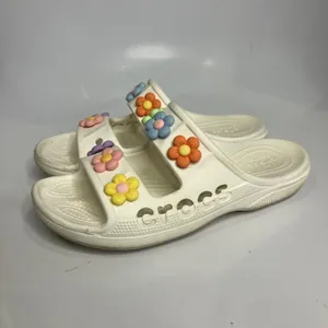 Crocs classic sandals slides flower jibbitz women's size 8 white‎ beach casual thumbnail 3