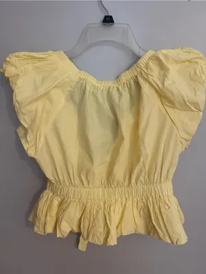 Altar'd State Yellow Ruffle Tie-Front Crop Top thumbnail 3