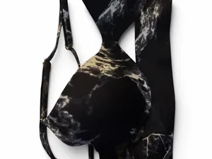 PINK Victoria's Secret Black Marble Print Strappy Underwire Bra thumbnail 2