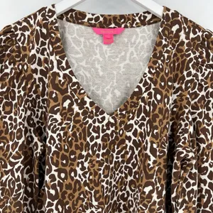 Lilly‎ Pulitzer Chocolate My Favorite Spot Jansen V-Neck Sweatshirt Size Large thumbnail 4