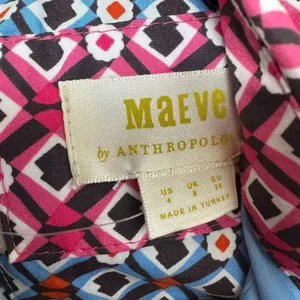 Maeve Anthropologie Buckley Button Front Mini Dress Blue Motif NWT 4 thumbnail 6