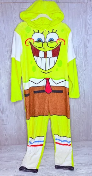 SpongeBob square pants adult large zip from one piece jumper Halloween costume thumbnail 1