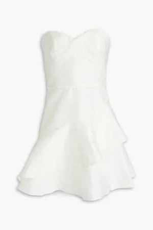 Monique Lhuillier Strapless Tiered Jacquard Mini Dresd-Size 10 thumbnail 5