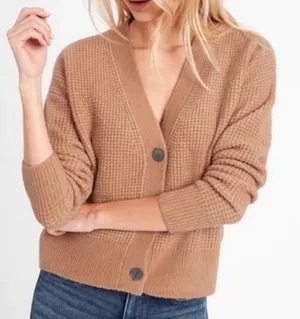 Banana Republic Tan Aire Wool Blend Cardigan Small Waffle Knit‎ GUC thumbnail 1