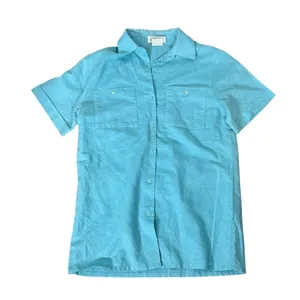 Vintage Orvis Short Sleeve Linen Cotton Blend Button Front Shirt Teal Blue Sz 6‎ thumbnail 1