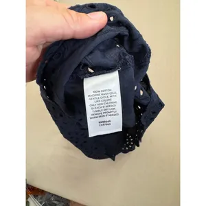Caslon Sleeveless Top Womens Size S Navy Blue Eyelet V-Neck Floral thumbnail 6