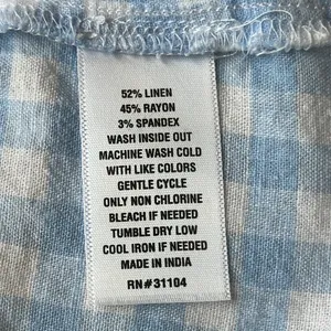 Crown & Ivy Baby Blue & White Plaid Short Flutter Sleeve Linen Blend Top size S thumbnail 9