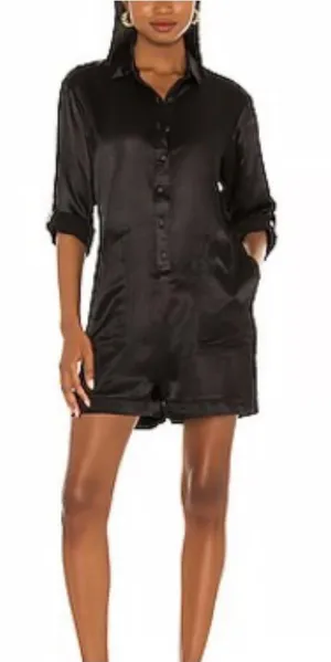 Nation LTD Revolve Ezra satin romper xs black thumbnail 1