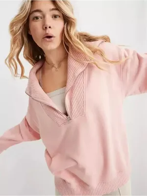 Aerie Down To Earth Quarter Zip Size Medium thumbnail 1