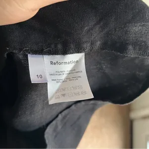 Reformation Kora Linen Off Shoulder Mini Dress Black Sz 10 quiet luxury coastal thumbnail 6