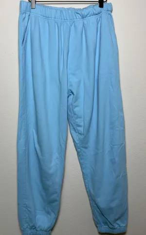 Year Of Ours Womens 100% Cotton Jogger M/L Blue Elastic Waist Pockets Sweatpants thumbnail 1