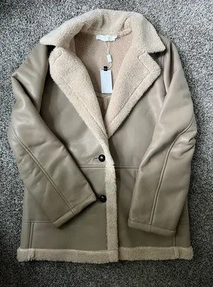 NWT the label tan leather jacket with fit lining thumbnail 1