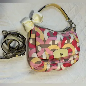 COACH Y2K F22748 Geometric Print Hobo Bag in Red Pink Gold /crossbody bag thumbnail 11
