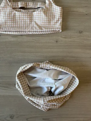 Kimberly C Beige Gingham Bralette & High-Waist Short Set - Women Intimates thumbnail 4