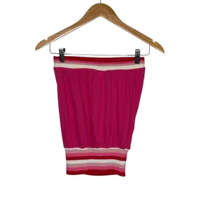 Lucca Couture Tube Top Womens S Pink Striped‎ Strapless Y2K Cotton Ribbed Trim Festival thumbnail 5