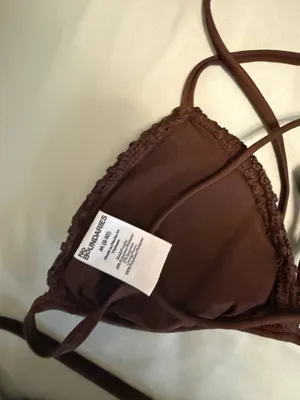 No Boundaries Brown Crochet Triangle Bikini Set thumbnail 5