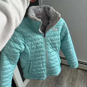 blue grey north face ski winter jacket thumbnail 1