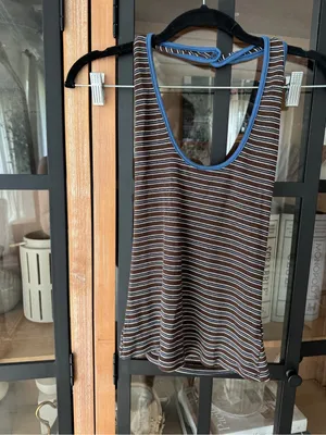 Princess Polly Sugar Talking Halter Top Multi Stripe brown scoop neck open back thumbnail 10