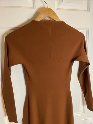 A.L.C. Long Sleeve Scoop Neck Maxi Dress in Chestnut Brown Asymmetrical Size XS thumbnail 11