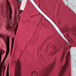 Missguided Plus Size 18 Blazer‎ Dress Mesh Bow Waist Burgundy Red Party thumbnail 7