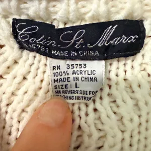 Vintage Colin St. Marx Cream Cable Knit Sweater Fisherman Large Womens thumbnail 3
