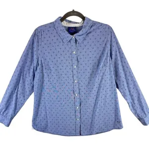 Le‎ Tigre Blue Patterned Collared Long Sleeve Cotton Button Up Size L Size L thumbnail 1