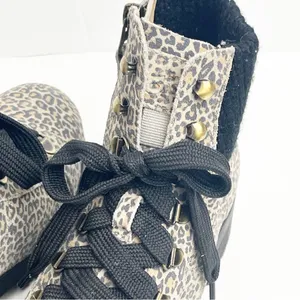 OTBT Lakewood Leather Animal Print Side Zipper Lace Up Faux Fur Lined Boots 8 thumbnail 10