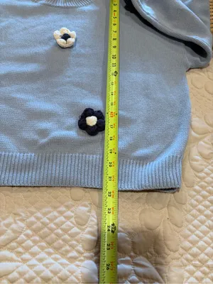 Gilli 3D Crochet Flower Applique Mock Neck Sweater blue white Wmns S thumbnail 9